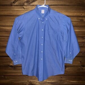 Brooks Brothers Dress Shirt 17.5 4/5 Non Iron Supima Cotton Solid Blue Classic